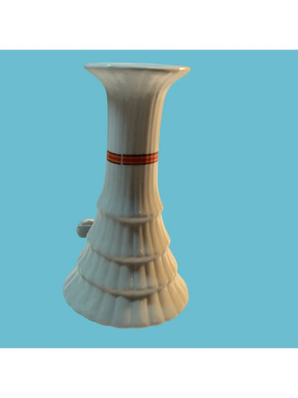 Vintage White Ceramic Christmas Vase Santa Holly Design
